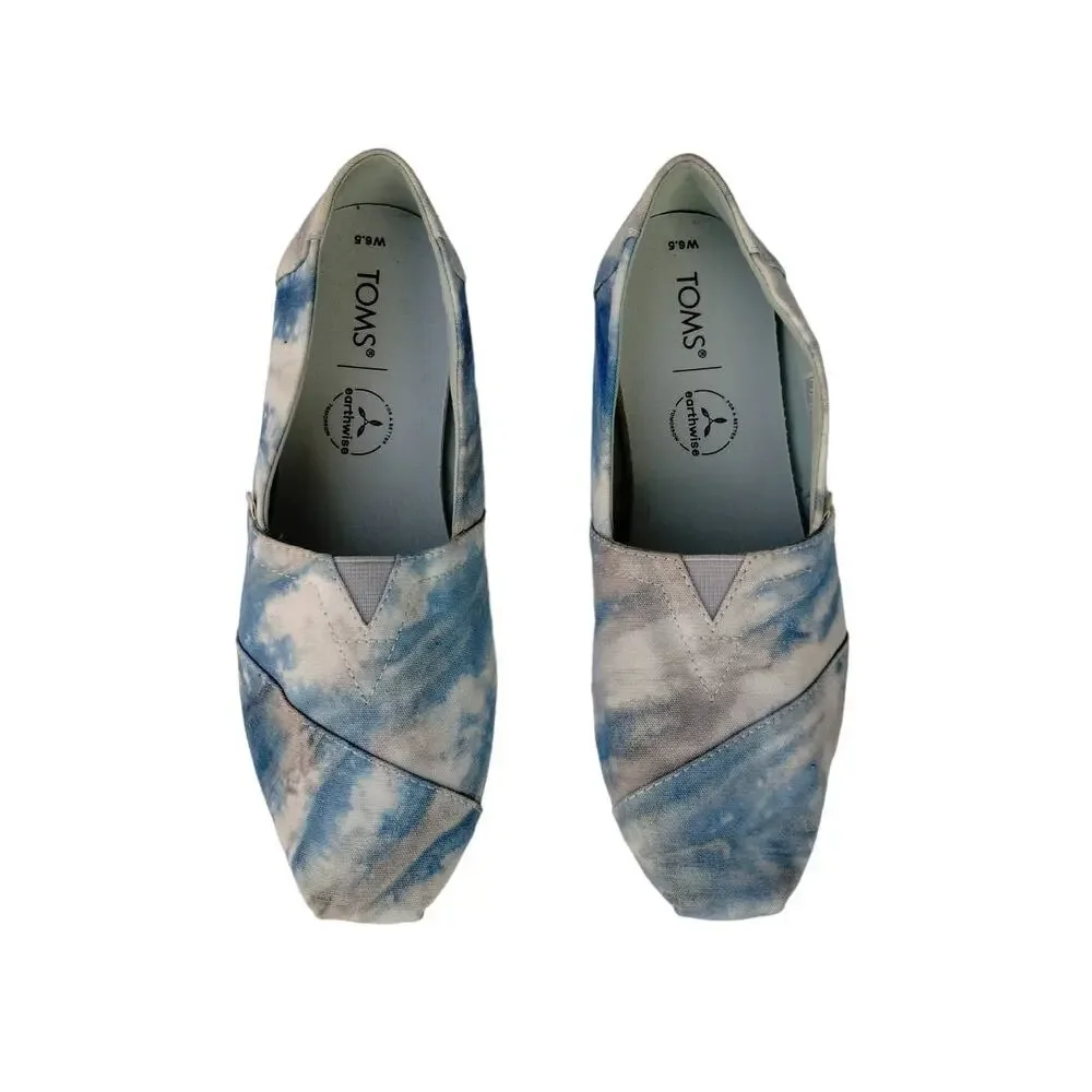 Toms Women's Earthwise Classic Plant Dyed Blue, Grey, White  Multi Tie Dye 6.5